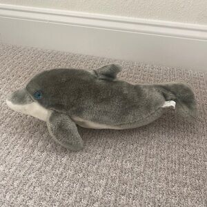 Sea World Dolphin Plush Stuffed Animal White Gray Toy SeaWorld 14” 14 inch